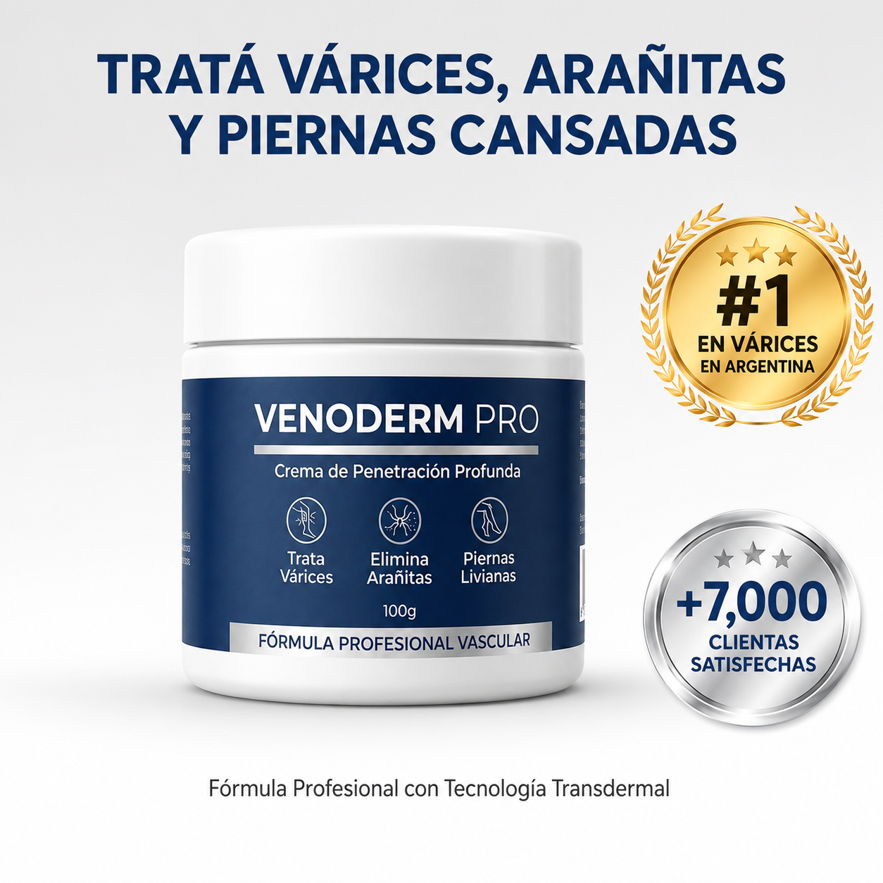 VENODERM PRO - Crema para Várices, Arañitas, Piernas Cansadas e Hidratación Profunda