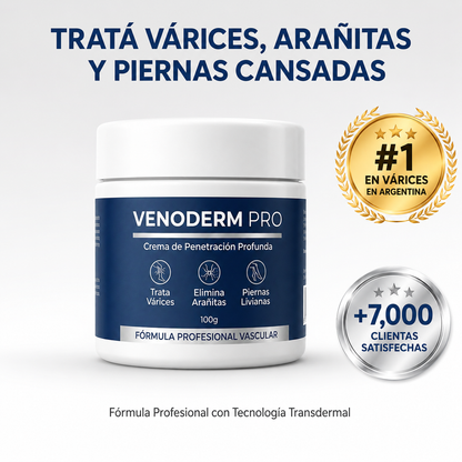 VENODERM PRO - Crema para Várices, Arañitas, Piernas Cansadas e Hidratación Profunda