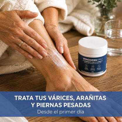 VENODERM PRO - Crema para Várices, Arañitas, Piernas Cansadas e Hidratación Profunda